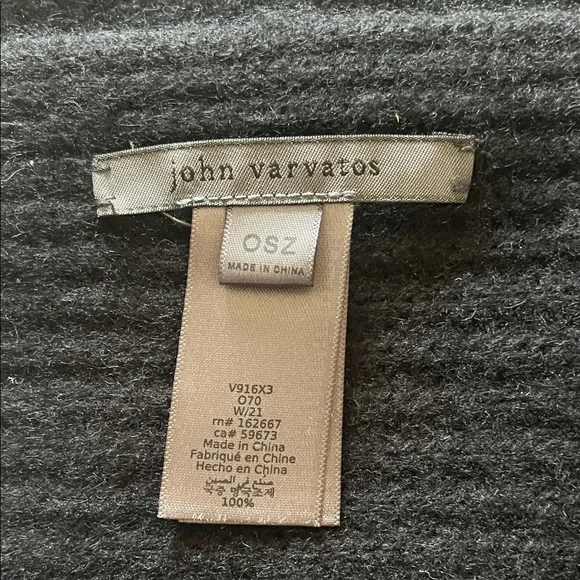 John Varvatos Charcoal Cashmere scarf - Picture 2 of 3